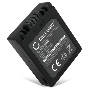 1x Batteri for Panasonic Lumix DMC FZ20, FZ5, FZ1, FZ10, FZ2, FZ3, FZ4, FZ15, CGA-S002 CGA-S002e CGA-S002e-1B CGR-S002 DMW-BM7 (700mAh, 7.4V) fra CELLONIC