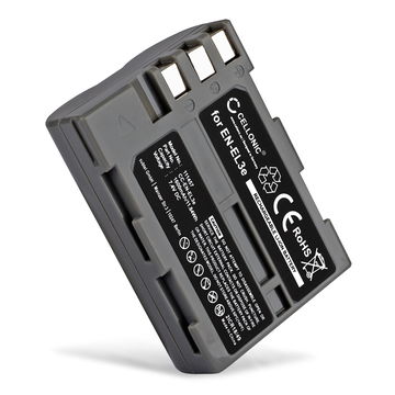Batteri for Nikon D700 D90 D50 D70 D70s D80 D100 D200 D300 D300S EN-EL3e Kameraer 1600mAh fra CELLONIC