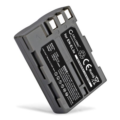 Batteri for Nikon D700 D90 D50 D70 D70s D80 D100 D200 D300 D300S EN-EL3e Kameraer 1600mAh fra CELLONIC