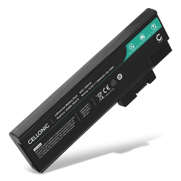 Batteri for Acer Aspire 3000, 1690, 1640, 5000, TravelMate 2300, 4000, 4060, 4500, Extensa 3000, 3500 4400mAh 14.8V fra CELLONIC