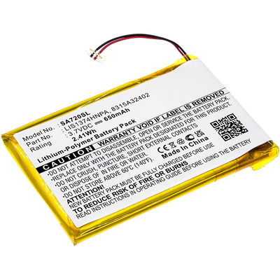 Batteri for Sony NWZ-A829, WZ-A828, NWZ-A720, NWZ-A726, NWZ-A728, NWZ-820, NWZ-A826, NWZ-A729, NWZ-S738, NWZ-S738F, LIS1374HNPA - 650mAh 3.7V  fra CELLONIC