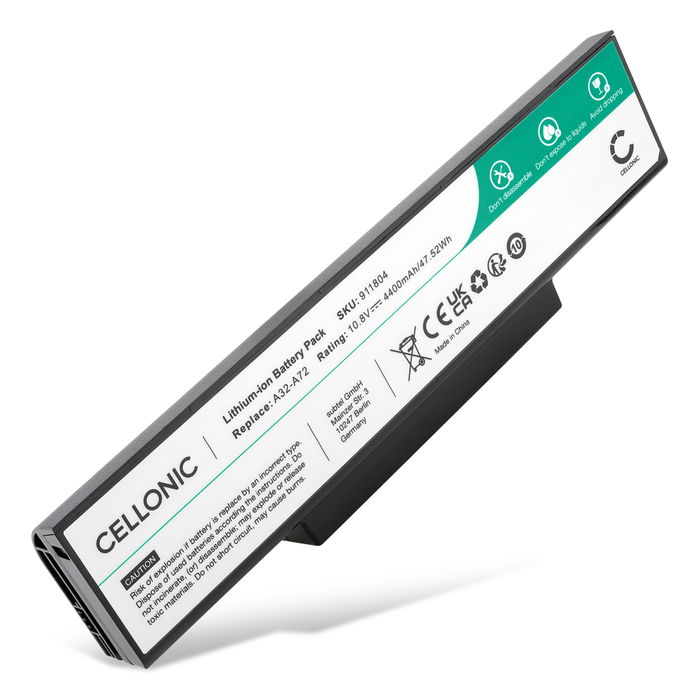 Batteri for ASUS X72D, K73E, X73S, X72J, X73B, N73S, N73, N73SV, A73S, K73S, K72F,A72J, A32-K72 4400mAh 10.8V fra CELLONIC