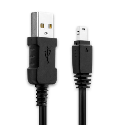 USB Kabel for Casio Exilim Z9 Z75 F1 FH20 FC100 TR150 FS10 H15 S12 Z200 Z90 FH100 H10 H30 - 1m EMC-6 Ladekabel Datakabel, svart