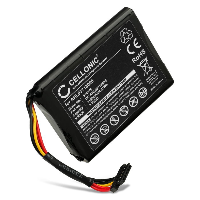 Batteri til TomTom Via Live 120, 125, 120 Live Western Europe, GO Live 820 Europe, XL Live, XL 340M Live, XL 340TM Live, 4EL0.001.01, VF3A (1100mAh, 3.7V) fra CELLONIC