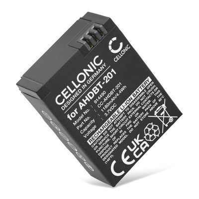 Batteri for GoPro Hero 3, Hero 3 Plus, Black, Silver, White, AHDBT-301, AHDBT-201 Kameraer 1180mAh fra CELLONIC