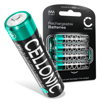 CELLONIC oppladbare AAA-batterier - 1.2V 1000mAh NiMH AAA R03 Batteries / LR03 Batteries / Triple A Micro AAA 4-pakning for kamera, sykkellys, telefon, GPS, radioer
