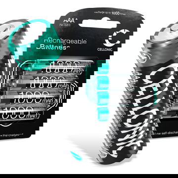 CELLONIC oppladbare AAA-batterier - 1.2V 1000mAh NiMH AAA R03 Batteries / LR03 Batteries / Triple A Micro AAA 4-pakning for kamera, sykkellys, telefon, GPS, radioer