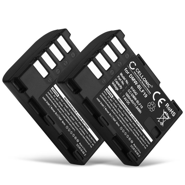 2x Batteri Panasonic Lumix DMC-GH4 - 1600mAh