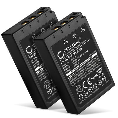 2x Batteri for Olympus OM-D E-M10 Mark II, III, IV, Pen E-P3, E-PL6, E-PL7, E-PL8, Stylus 1 Kameraer 1000mAh fra CELLONIC