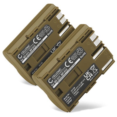 2x Batteri for Canon EOS 5D 40D 300D 30D 50D 20D 300V, PowerShot G2 G5 G6, BP-511 BP-512 BP-514 Kameraer 1600mAh fra CELLONIC