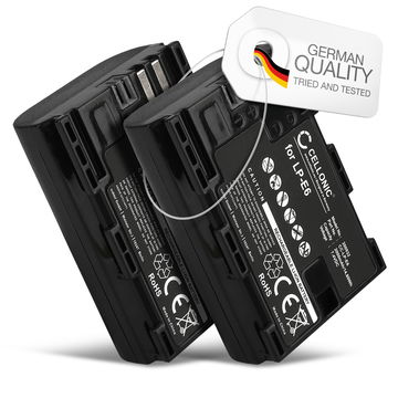2x Batteri for Canon 70D, 80D, 7D, 60D, 6D, 5D Mark II, 5D Mark III, 5D Mark IV, LP-E6N Kameraer 2000mAh fra CELLONIC