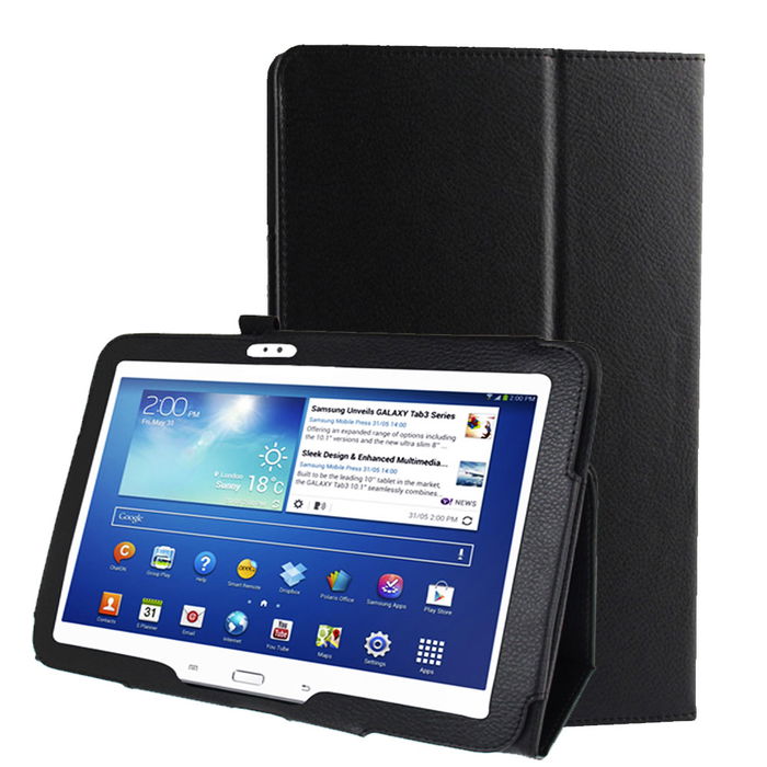 Smart Case for Samsung Galaxy Tab 3 10.1 (P5200 / P5210 / P5220) - Kunstlær, svart shell pocket tasker