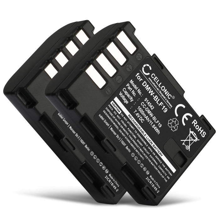 2x Batteri for Sigma SD Quattro, SD Quattro H BP-61 (1600mAh, 7.4V) fra CELLONIC