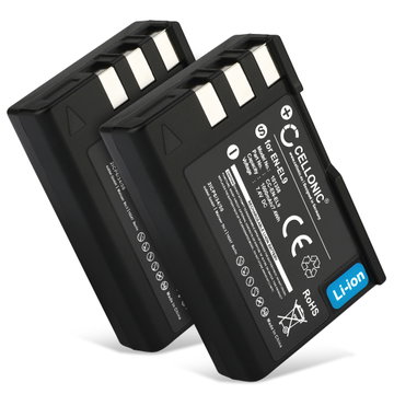 2x Batteri for Nikon D3000 D5000 D60 D40 D40x, EN-EL9 EN-EL9A EN-EL9E 1000mAh fra CELLONIC