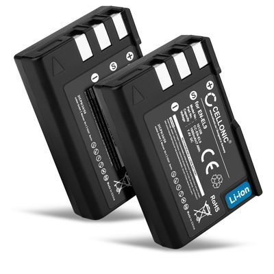 2x Batteri for Nikon D3000 D5000 D60 D40 D40x, EN-EL9 EN-EL9A EN-EL9E 1000mAh fra CELLONIC