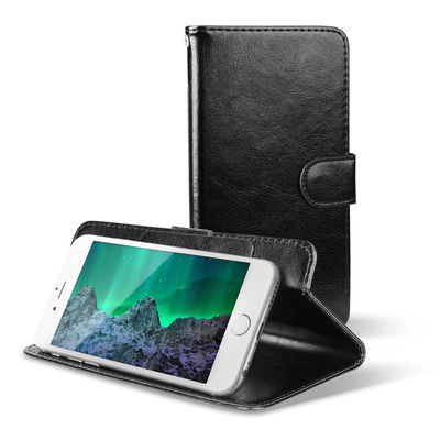 Smart Case for Smartphones (15.7cm x 8cm x 2cm / ~ 5,3 - 5,5") - PU Leather, svart lomme, pocket, shell, skal