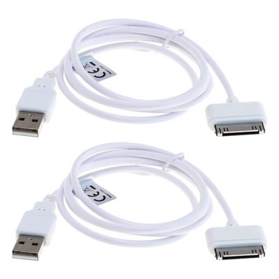2x USB Kabel for Apple iPod Mini (1. & 2. Gen.) Nano (1. - 6. Gen.) Touch (1. - 4. Gen.) - MA591G - 1m Ladekabel USB Ledning  Datakabel hvit