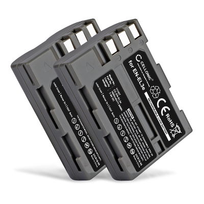 2x Batteri for Nikon D700 D50 D70s D80 D90 D200 D300 D300S D900 D100 Kameraer 1600mAh fra CELLONIC