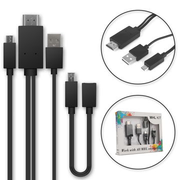 MHL Cable Micro-USB to HDMI Adapter 5-Pin + 11-pinners adapter