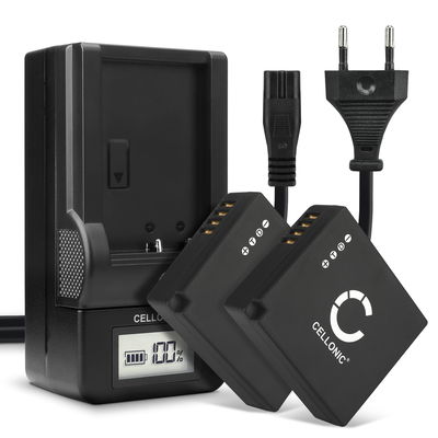 2x Batteri for Panasonic Lumix DC-GX9 DMC-LX100 DMC-GX80 DMC-TZ80 TZ81 TZ100 TZ101 DC-TZ90 Kameraer 730mAh + Lader fra CELLONIC