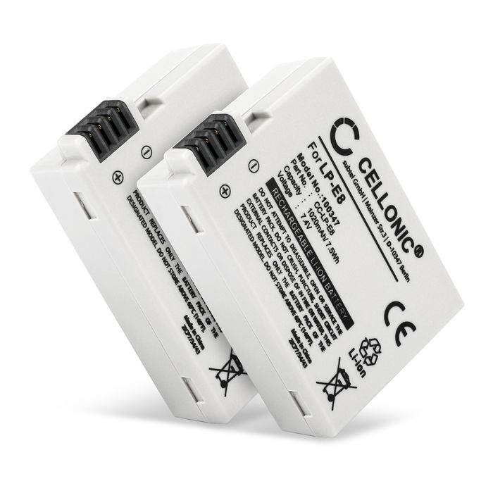 2x Batteri Canon EOS 600D - 1020mAh