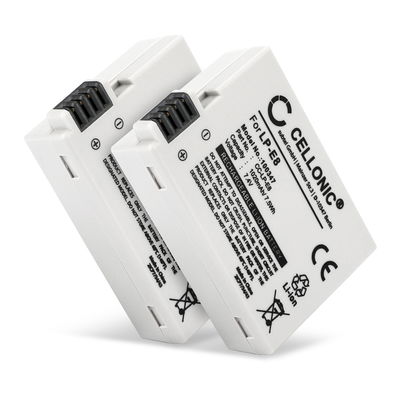 2x Batteri for Canon Rebel T2i T3i T4i T5i, EOS 550D 600D 650D 700D, Kiss X4 X5 X6i, LPE8 Kameraer 1020mAh fra CELLONIC