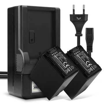 2x Batteri for Sony HDR-CX625 HDR-CX730 CX700 HDR-CX570 CX550 HDR-CX410 HDR-CX330e HDR-CX280 Kameraer 3300mAh + Lader fra CELLONIC
