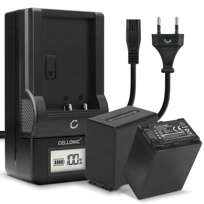 2x Batteri for Sony HDR-CX625 HDR-CX730 CX700 HDR-CX570 CX550 HDR-CX410 HDR-CX330e HDR-CX280 Kameraer 3300mAh + Lader fra CELLONIC