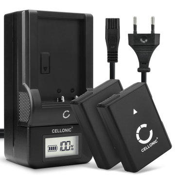 2x Batteri for Nikon D5600 D5500 D5300 D5200 D5100 D3400 D3300 D3100 CoolPix P7800 P7700 P7100 EN-EL14 (1050mAh, 7.4V) + Lader fra CELLONIC