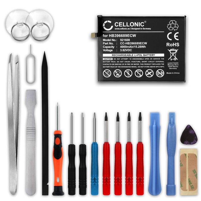 Batteri for Huawei Mate 9 / 9 Pro - HB396689ECW (4000mAh) + Verktøy, reservebatteri