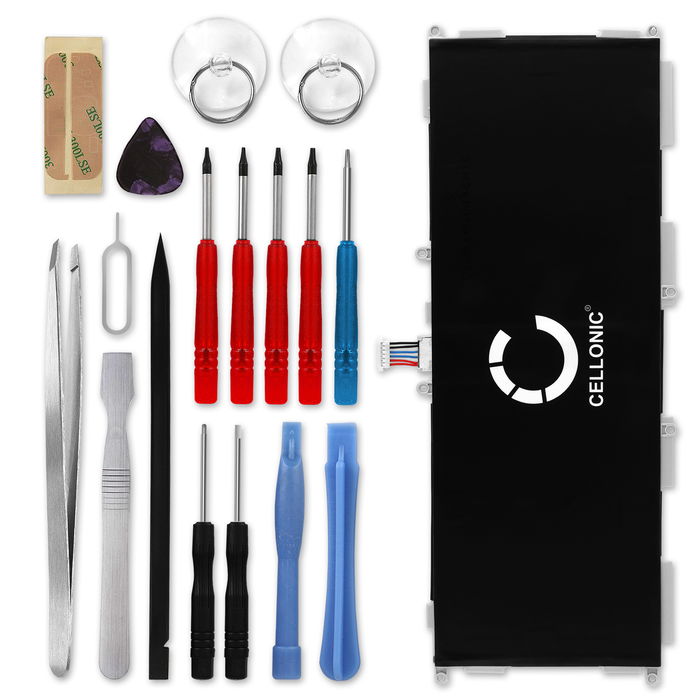 Batteri for Samsung Galaxy Tab 4 10.1 (SM-T530/SM-T531/SM-T533/SM-T535) - EB-BT530FBU 6000mAh reservebatteri + verktøy sett 17stk