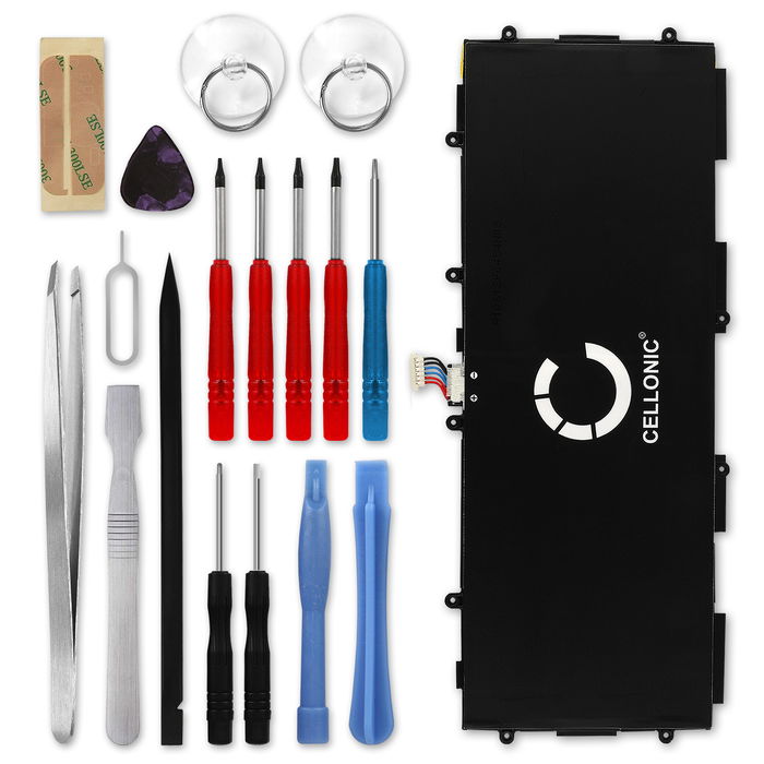 Batteri for Samsung Galaxy Note 10.1 2014 / Tab Pro 10.1 (SM-P600, SM-P605, SM-T520, SM-T525), T8220E, PGF349398HT 6600mAh + Verktøy fra CELLONIC