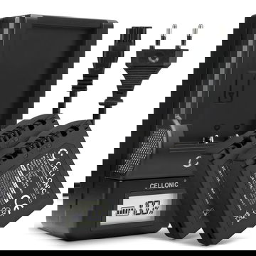 2x Batteri for Panasonic Lumix FZ18, FZ28, FZ50, FZ30, FZ35, FZ38, FZ8, FZ7, CGR-S006 CGA-S006, DMW-BMA7 (750mAh, 7.4V) + Lader fra CELLONIC