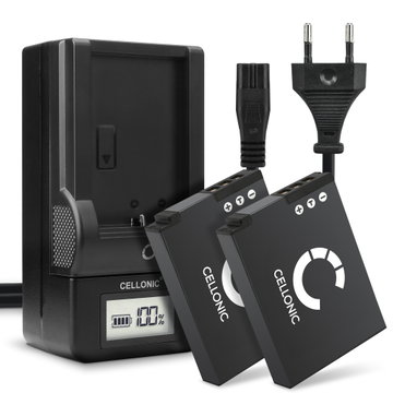 2x Batteri for Nikon CoolPix A900 W300 AW130 S9900 S9700 S9500 S9300 S9100 S8200 S6300 AW100s AW110s EN-EL12 Kameraer 1100mAh + Lader fra CELLONIC