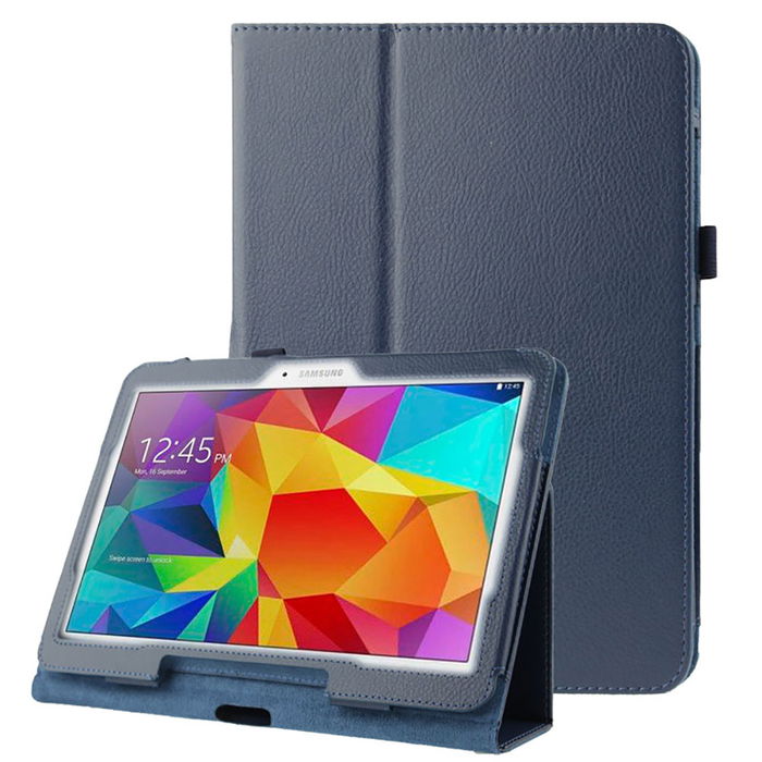Lomme for Samsung Galaxy Tab 4 10.1 (SM-T530 / SM-T531 / SM-T533 / SM-T535) - Kunstlær, mørk blå shell pocket tasker