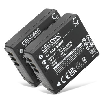 2x Batteri for Panasonic Lumix TZ3 TZ5 TZ1 TZ4 TZ2 TZ15 TZ11, CGAS007 DMWBCD10 Kameraer 900mAh fra CELLONIC