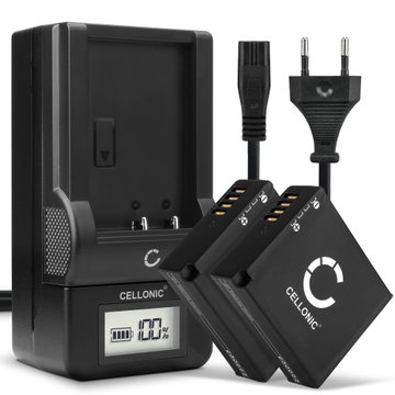 2x Batteri for Panasonic Lumix DMC GX80 LX100 GF6 GX7 TZ80 TZ101 TZ202 TZ81 DMWBLG10E Kameraer 980mAh + Lader fra CELLONIC