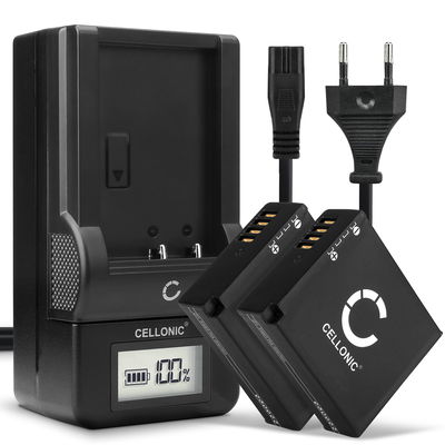 2x Batteri for Panasonic Lumix DMC GX80 LX100 GF6 GX7 TZ80 TZ101 TZ202 TZ81 DMWBLG10E Kameraer 980mAh + Lader fra CELLONIC