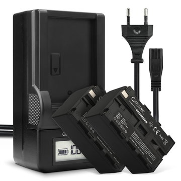 2x Batteri for Sony HXR-NX100, Z Cam E2, HXR-MC2500, NEX-FS700RH, NP-F330, NEX-FS700RH Kameraer 4400mAh + Lader fra CELLONIC