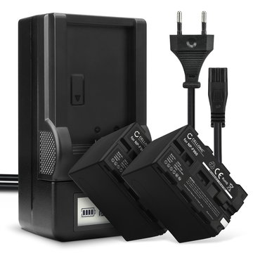 2x Batteri for Sony HXR-NX100, Z Cam E2, Sony HXR-MC2500, NEX-FS700R, NEX-FS700RH, HVR-Z1 Kameraer 6600mAh + Lader fra CELLONIC