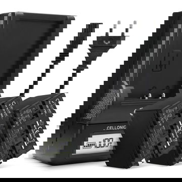 2x Batteri for Sony HXR-NX100, Z Cam E2, Sony HXR-MC2500, NEX-FS700R, NEX-FS700RH, HVR-Z1 Kameraer 6600mAh + Lader fra CELLONIC