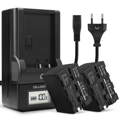 2x Batteri for Sony HXR-NX100, Z Cam E2, Sony HXR-MC2500, NEX-FS700R, NEX-FS700RH, HVR-Z1 Kameraer 6600mAh + Lader fra CELLONIC