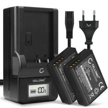 2x Batteri for Canon 1100D 1200D 1300D 2000D 4000D EOS Rebel T6 T3 LP-E10 LC-E10 Kameraer 1020mAh + Lader fra CELLONIC