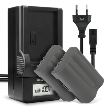 2x Batteri for Nikon D80 D90 D900 D100 D200 D300 D300S D50 D70 D700 D70s Kameraer 2000mAh + Lader fra CELLONIC