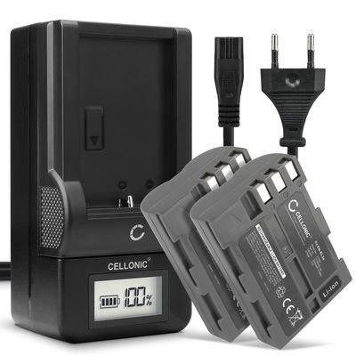 2x Batteri for Nikon D80 D90 D900 D100 D200 D300 D300S D50 D70 D700 D70s Kameraer 2000mAh + Lader fra CELLONIC