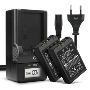 2x Batteri for Olympus Pen E-PL7, OM-D E-M10 Mark II, Olympus Stylus 1, Pen E-PL6, E-450, E‑P3 Kameraer 1000mAh + Lader fra CELLONIC