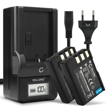 2x Batteri for Nikon D3000 D40 D40x D5000 D60 Kameraer 1000mAh + Lader fra CELLONIC