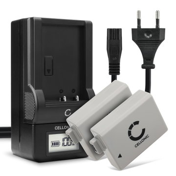 2x Batteri for Canon 1000D, 500D, 450D, Rebel XS, T1i, Xsi Kameraer 1020mAh + Lader fra CELLONIC