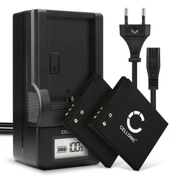 2x Batteri for Panasonic Lumix DMC-SZ3, Lumix DMC-SZ10, DMC-SZ9, DMC-SZ8, DMC-XS1, DMC-FS50 Kameraer 600mAh + Lader fra CELLONIC