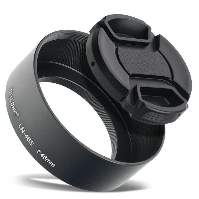 LN-46S Kamera Solblender for Olympus M.Zuiko Digital 17mm 1.8 ED, Universal Ø 46mm – Metall Lukkeskrue Solblender fra CELLONIC